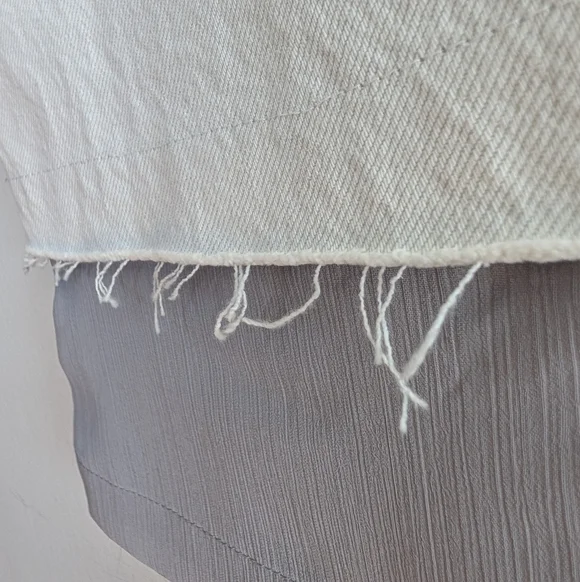 NWOT Zara Denim with Fabric Trim Raw Hem Jeans Ankle Cropped Size 4 Small - Picture 10 of 17